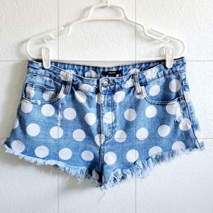 Forever 21 Blue Denim Polka Dot Jean Shorts